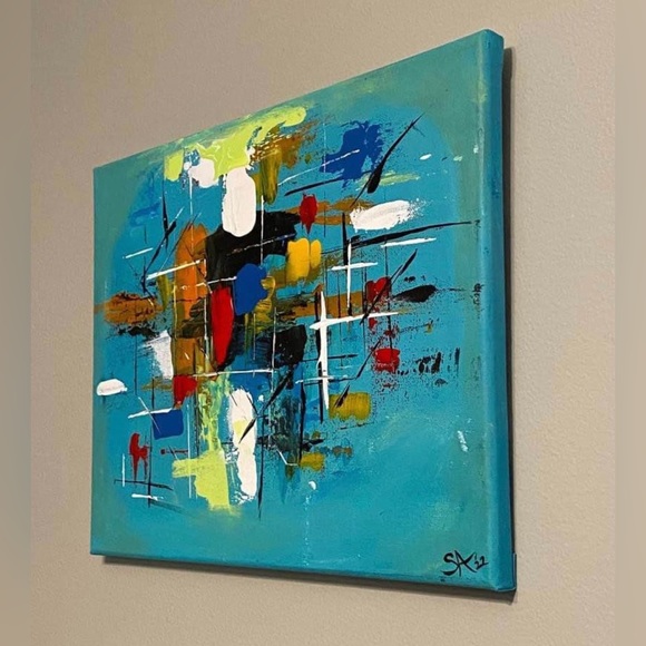 Custom Handmade 11x14 Acrylic Canvas Painting “Color Block” Art Shannon Andrews